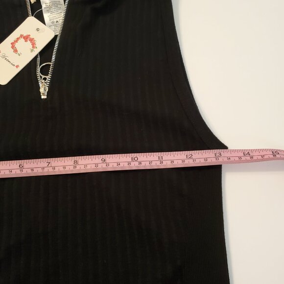 Women Sleeveless Knit Bodysuit Black Color 1/4 Zip up front closure. Mock Neck. - Picture 10 of 12
